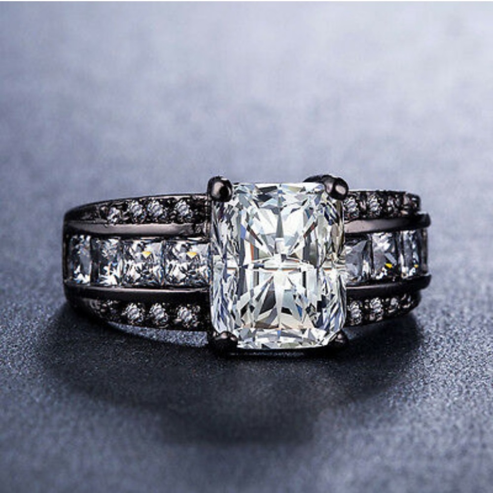 New 14kt Black Gold Plated Women Ring Jewelry Wedding Ring Size 6-10